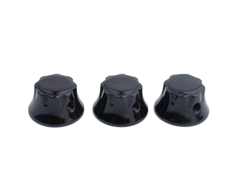 Guyker 3Pcs Top Hat Guitar Potentiometer Control Knobs 6mm Dia. Shaft Pots - Brass Bell Cap Speed Tone Volume Knob Replacement Parts for Electric Guitar or Precision Bass - black