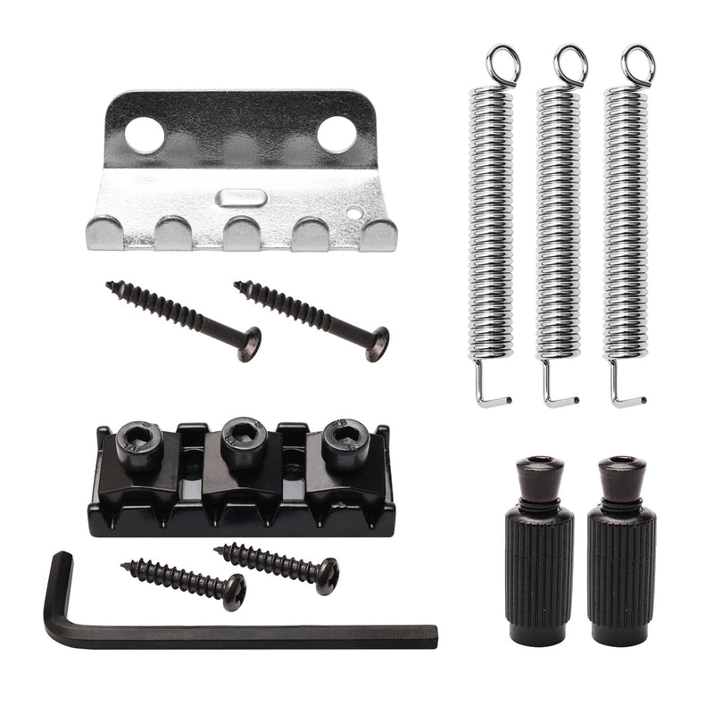 [AUSTRALIA] - Swhmc Bridge Locking Nut 6 Strings Electric Guitar Tremolo Bridge Parts Set for Floyd Rose Type, Black 