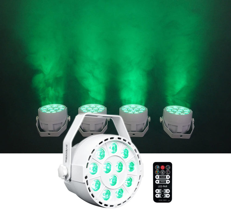 [AUSTRALIA] - Rockville RockPAR TRI White Compact LED Par Can Light, RGB, 12 Tri-Color LEDs, DMX, Auto/Sound/Master-Slave Modes, Adjustable Beam, Wireless Remote, for DJs and Events 