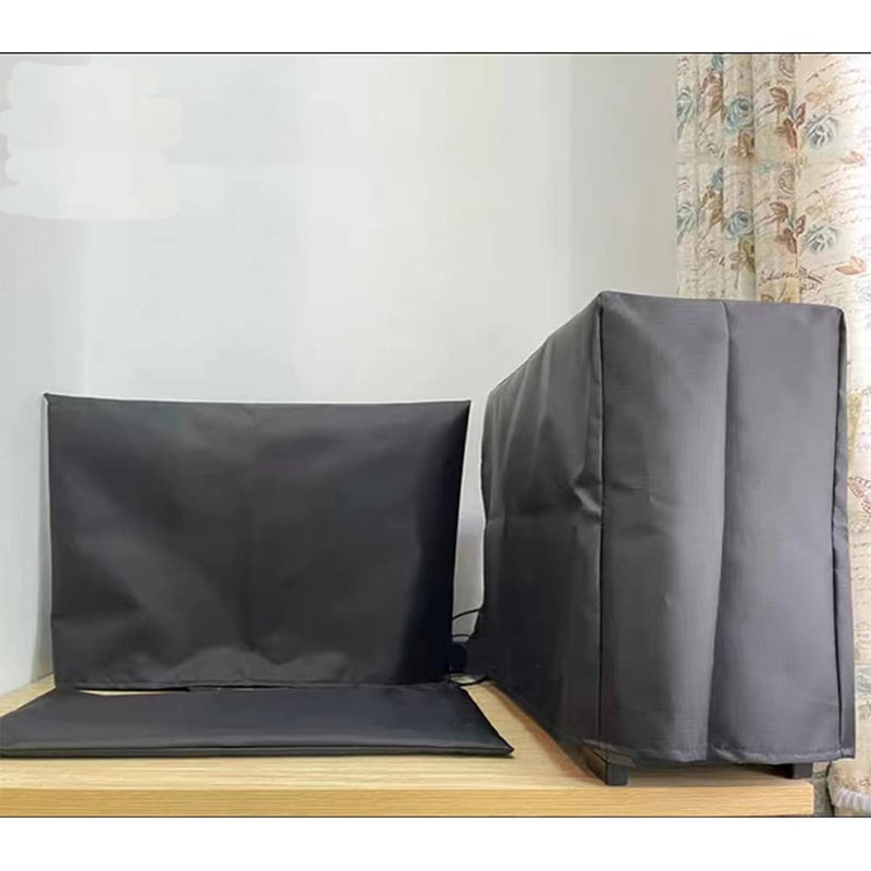 3 Pieces Computer Dust Cover Monitor + Keyboard+ Computer Host Pc Dust Proof Computer Covers Case Computer Dust Cover for Desktop Pc CPU Tower Protector, Oxford Cloth (27'' Monitor Set Black) 27'' Monitor Set Black