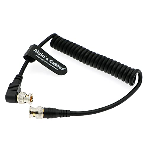 Alvin's Cables Blackmagic BNC Male RG179 Flexible Coaxial Cable for BMCC Video Camera Straight to Right Angle coiled cable straight to 90° Black