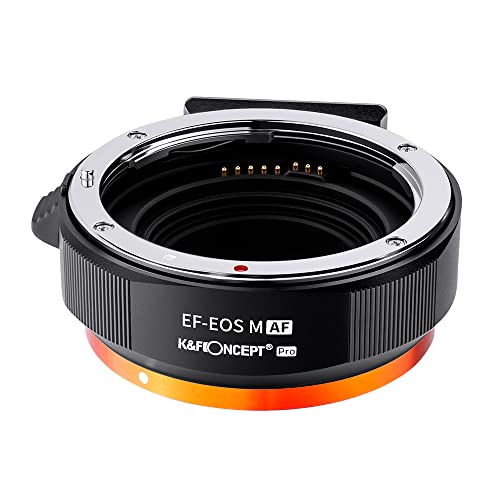 EF/EF-S to EOS M Electronic Lens Adapter, K&F Concept Auto Focus Lens Mount Adapter Ring Compatible for Canon EF EF-S Mount Lens to EOS M Mount Cameras