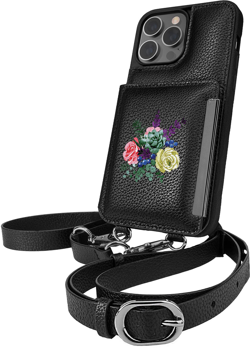 Smartish iPhone 14 Pro Max Crossbody Wallet Case - Dancing Queen [Purse/Clutch with Detachable Strap & Wristlet] Protective Cover with Credit Card Holder - Catch The Bouqet [Catch the Bouqet]