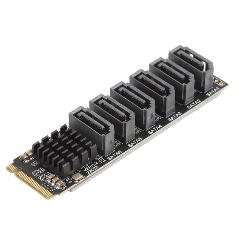 M.2 to SATA3.0 Adapter Card, M.2 M EKY PCIE3.0 to SATA Adapter Card, ASM1166 6Gbps 6 Port Expansion Interface Card with Smart Indicator