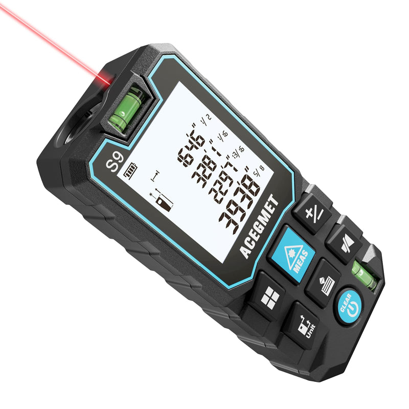 [AUSTRALIA] - ACEGMET Laser Measure, 393ft/120m Laser Measurement Tool, Laser Measuring Tool with 2 Bubble Levels, LCD Backlit Display, IP54 Waterproof, Pythagorean Mode for Distance, Area, Volume 