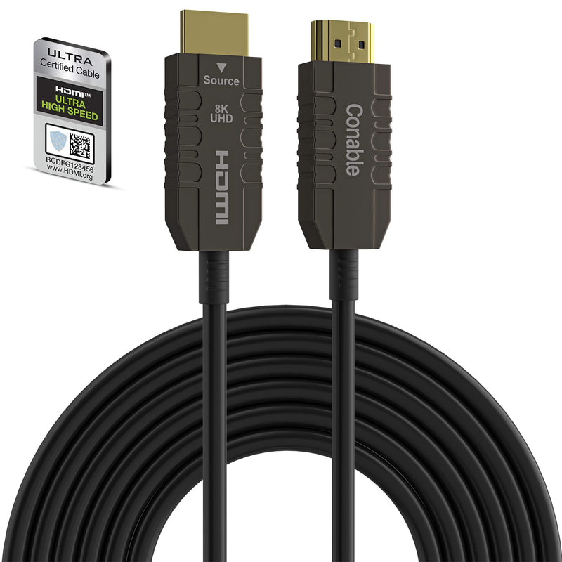 Certified 8K Fiber Optic HDMI 2.1 Cable 35FT, Real HDMI® Cable, Ultra HD, 48Gbps, Supports 8K@60Hz, 4K@120Hz, Dynamic HDR, HDCP 2.2&2.3, Dolby, eARC for Xbox, Series X, Laptop, Switch, PS5, UHD TV 1 Pack