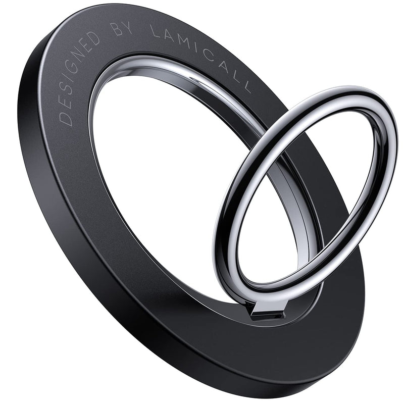 [AUSTRALIA] - Lamicall Magnetic Phone Ring Holder for MagSafe, Magnet Finger Ring Grip Stand Holder, Compatible with iPhone 15 14 Plus 13 12, Pro, Pro Max, Mini, Mag Safe Accessories, Misty Black 
