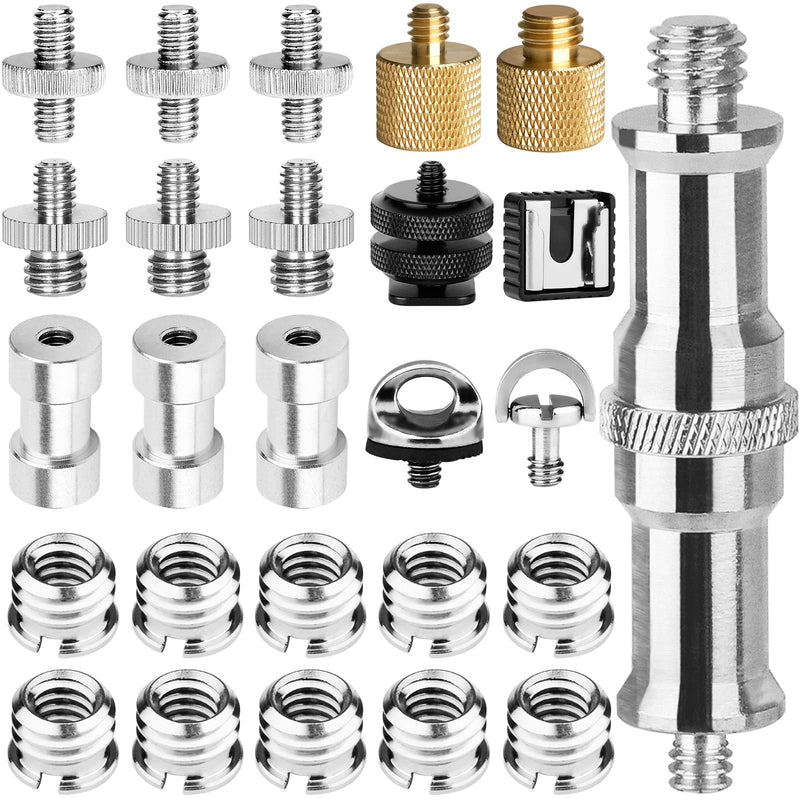Camera Tripod Adapter, ChromLives 26Pack Camera Screw Mount Set 1/4 to 1/4 Tripod Screw,1/4 to 3/8 Camera Mount Adapter,Hot Shoe Adapter,Tripod Mount Adapter Set for Tripod/Monopod/Quick Release Plate 26pack camare screw