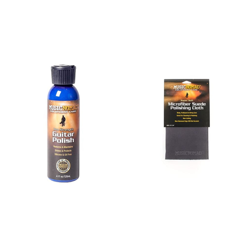MusicNomad Premium Pro-Strength Guitar Polish & Microfiber Suede Polishing Cloth, 4 oz (MN101) Guitar Polish + Polishing Cloth