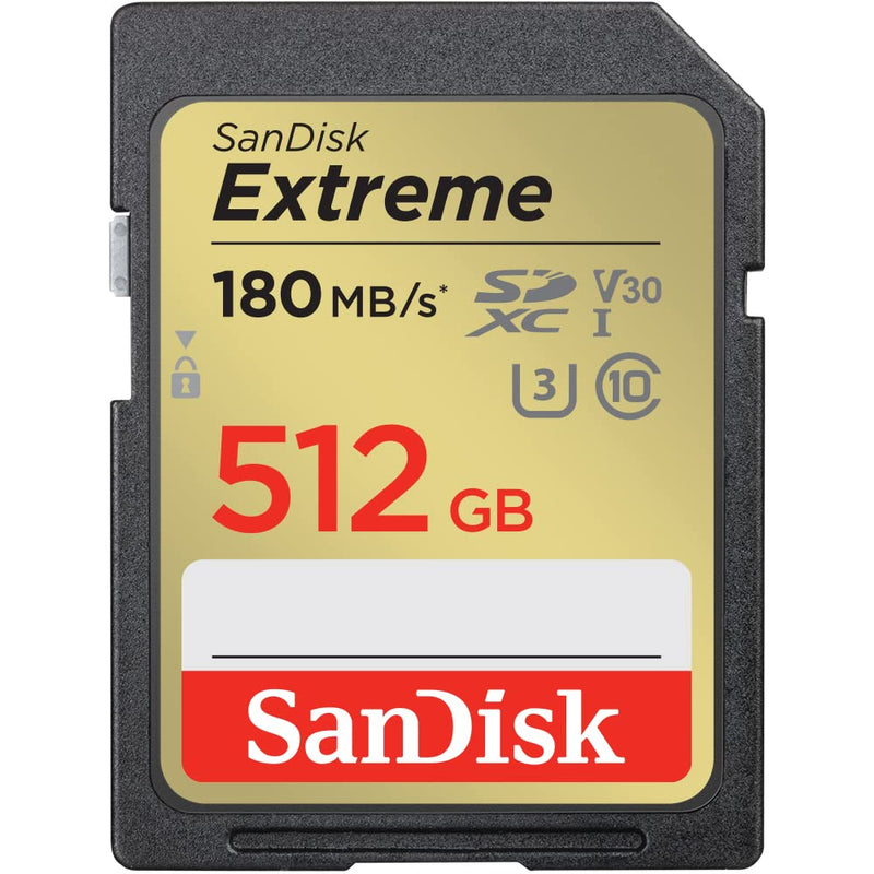 SanDisk 512GB Extreme SDXC UHS-I Memory Card - C10, U3, V30, 4K, UHD, SD Card - SDSDXVV-512G-GNCIN Memory Card Only