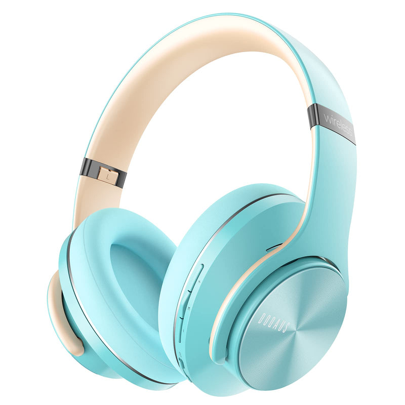 DOQAUS Bluetooth Headphones Over Ear, 90 Hours Playtime Wireless Headphones with 3 EQ Modes,HiFi Stereo Headphones with Microphone and Soft Protein Earpads for iPhone/TV/PC/Home Office (Blue) Blue