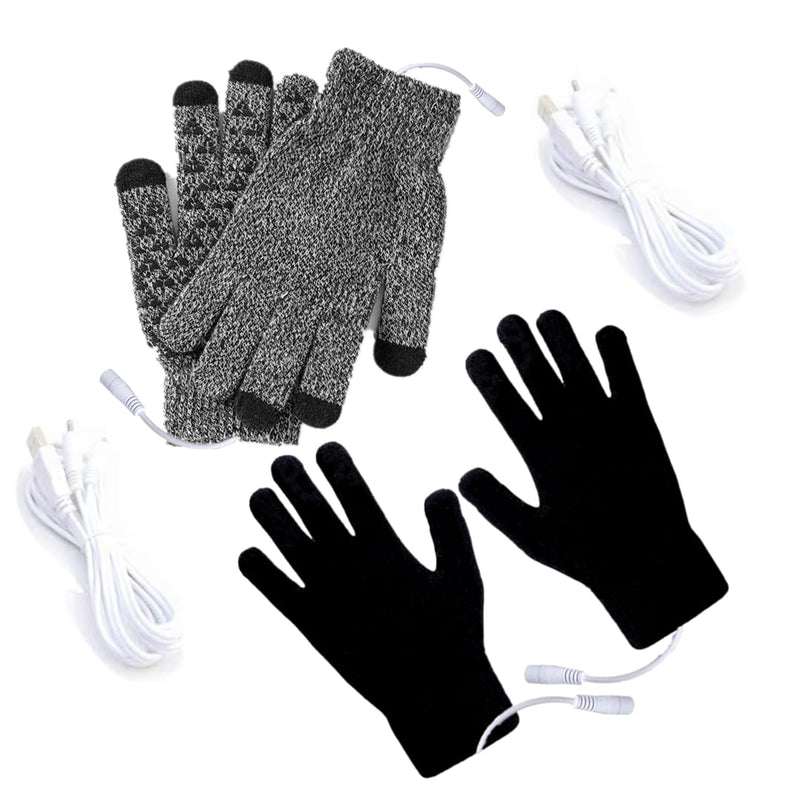 Kbinter USB 2.0 Powered Heating Pattern Knitting Cute Heated Gloves Touchscreen Hands Warmer Mittens Gloves White Black + Gray