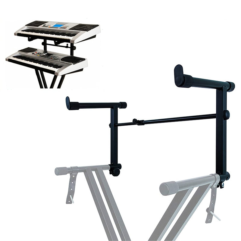 2 Tier Keyboard Stand Attachment Adjustable Electric Digital Piano Stand for 54 - 88 Key Music Keyboards Rack Holder Adjustable Width 15-27 inch Music Instrument Accessories