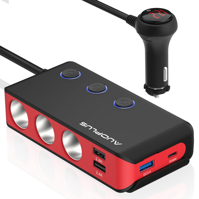 Car Cigarette Lighter Adapter, USB C Charger 30W and Quick Charge 3.0 Car Cigarette Lighter Splitter, 12V/24V Independent Switches, Fast Car USB Charger for All Car Devices, iPhone 14/13/12 pro | Car Cigarette Splitter 12V/24V Independent Switches, Fas...