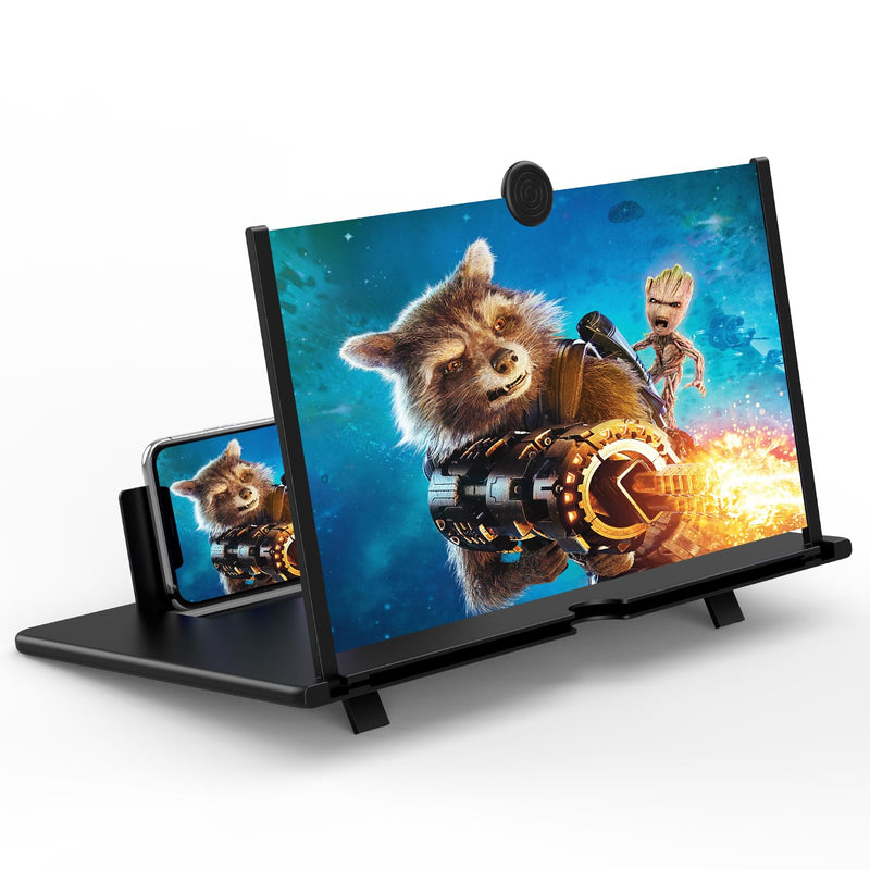[AUSTRALIA] - 12" Screen Magnifier for Cell Phone,3D HD Magnifying Projector Screen Enlarger for Movies, Videos and Gaming, Foldable Phone Stand Holder with Screen Amplifier, for All Smartphones (Black 12") Black-12" 