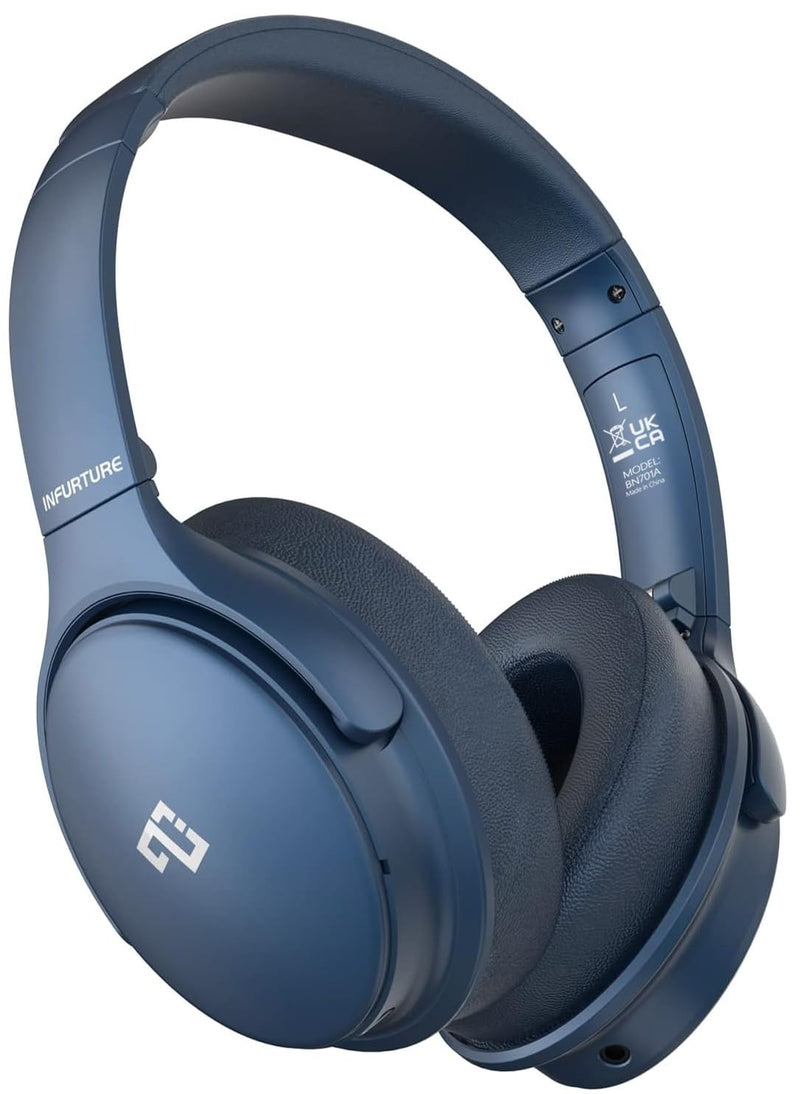 INFURTURE Active Noise Cancelling Over Ear Bluetooth Headphone Deep Bass H1 | Comfortable, Hi-Fi Stereo, 90H Playtime, Low Latency, Foldable Lightweight for Travel, Office, Sport Running - Blue
