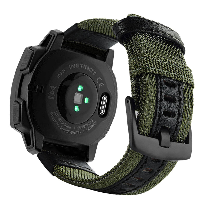 Abanen 22mm Nylon Military Style Watch Bands for Garmin Instinct/Instinct 2 Solar, Woven Fabric Durable Wristband Strap for Garmin Instinct Tactical/Tide/Esports/Instinct Solar Green