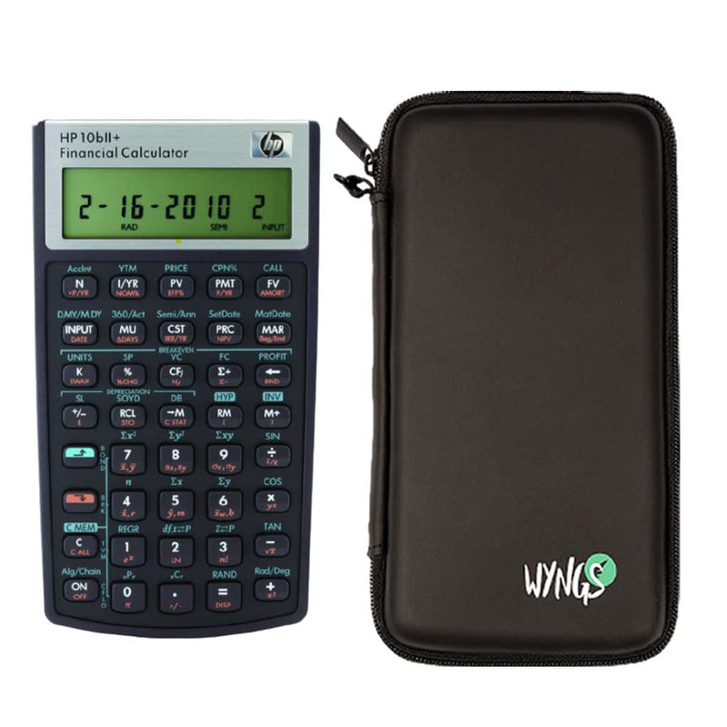 HP 10B II Plus/Hewlett Packard 10BII+ Financial Scientific Calculator + WYNGS Protective Case Black HP 10BII Plus + Protective Case