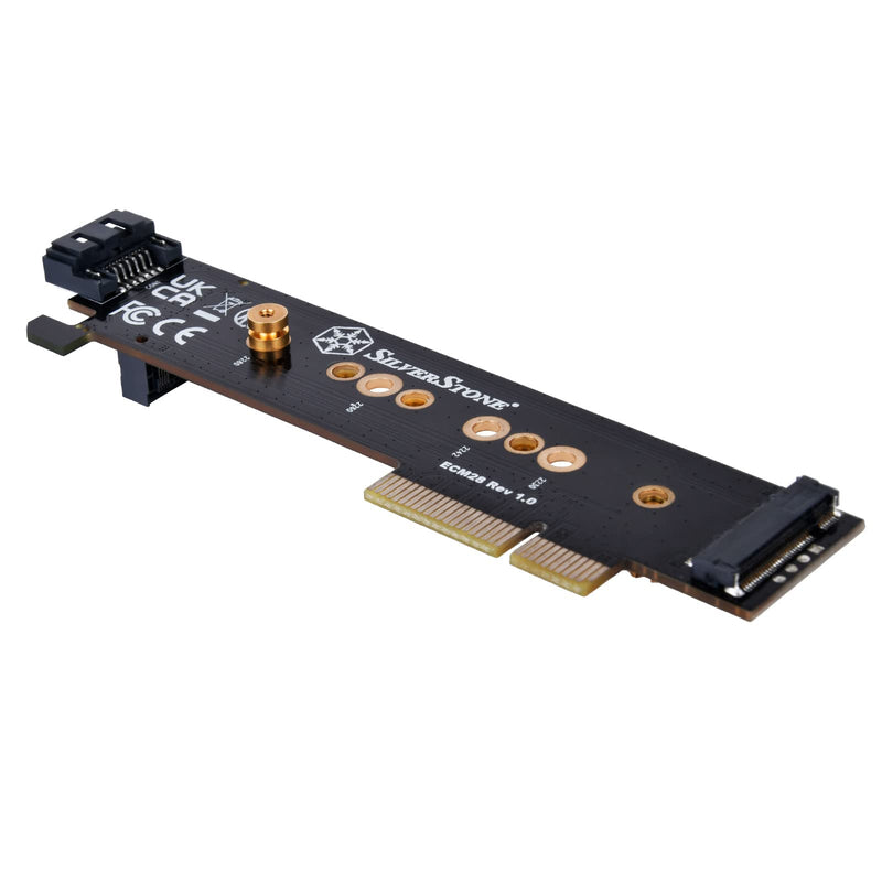 SilverStone Technology ECM28 1U Low Profile PCIe x4 to M.2 NVMe & M.2 SATA Adapter Card, SST-ECM28, TAA Compliant