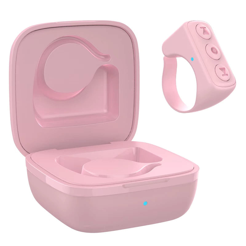 TIK Tok Bluetooth Remote Control Page Turner for iPhone Android Ipad Cell Phone Camera Remote Shutter Selfie Button, Bluetooth Ring (Pink) Pink