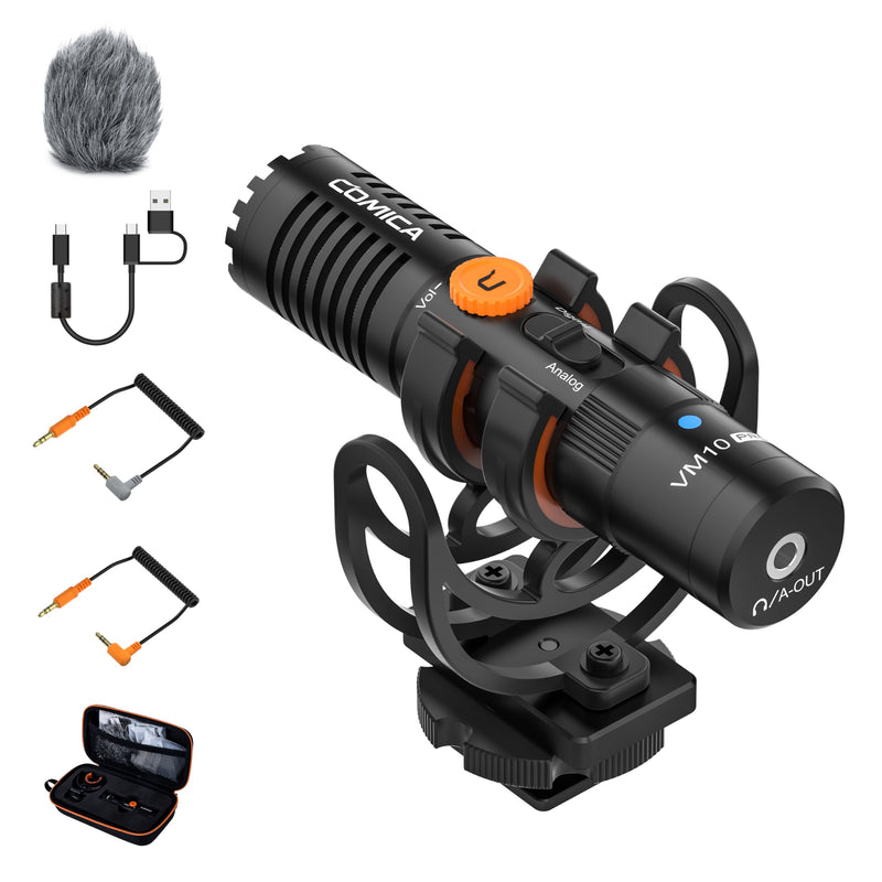 COMICA VM10 PRO Universal Video Microphone - Adjustable Gain, USB C Digital Output, Monitoring - Shotgun Mic for Camera, Smartphone, Tablet, PC - Ideal for Vlogging, Live Streaming, and Recording