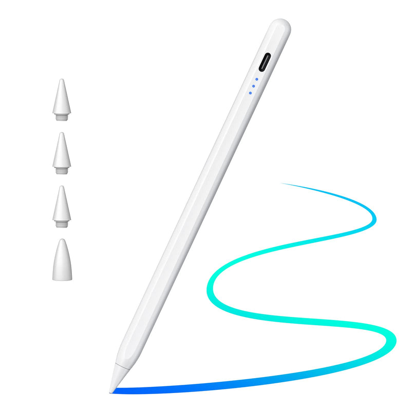 Cisteen Stylus Pen for iPad with Led Indicators, Tilt Sensor Palm Rejection Active Pencil for (2018-2022) Apple iPad 10/9/8/7/6th Gen, iPad Pro 12.9&11", iPad Air 5th/4th/3rd Gen, iPad Mini 6/5 White