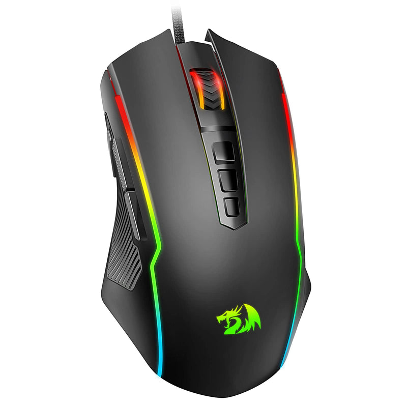 Redragon Gaming Mouse, Wired Gaming Mouse with RGB Backlit, 8000 DPI Adjustable, Mouse with 9 Programmable Macro Buttons & Fire Button, Software Supports DIY Keybinds, M910-K Black