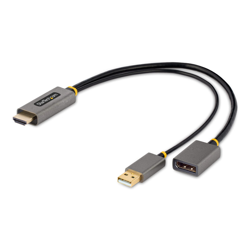 StarTech 1ft Active HDMI 2.0 to DP 1.2 Cable, 4K 60Hz, HDR, USB Powered | 3840 x 2160 60Hz, HDCP 2.2, 2ch audio, HDMI source to DP monitor, USB USB Powered, 30cm, HDMI 2.0 to DP 1.2 converter 4K 60 Hz 1 ft / 30 cm