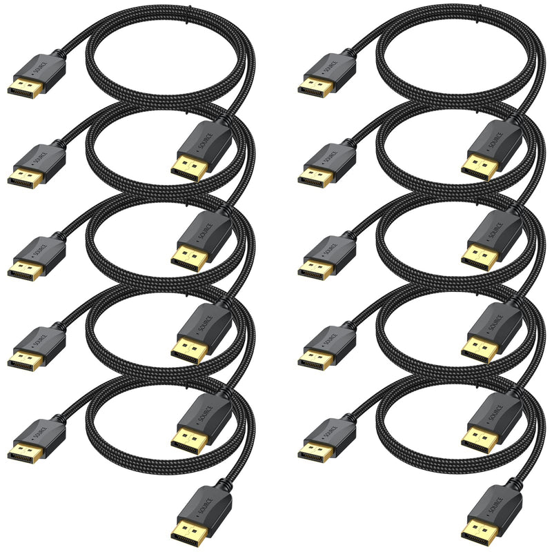 DisplayPort to DisplayPort Cable 1.5 FT 10-Pack, 4K, 2k@165Hz/ 144Hz | Thin Male to Male DP Display Port Cable Adapter for Computer, Docking Station, Monitor and More DisplayPort Cable 1.5 Feet