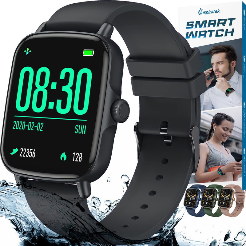 Smartwatch for Men & Women - Multi-Function Health Fitness Watch w/Accurate All- Day Sleep, Step & Heart Rate Monitoring - Waterproof iOS and Android Smart Watch for Women & Men (Black) Black