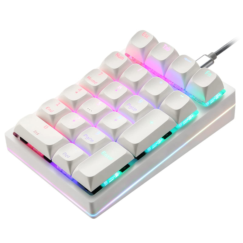 [AUSTRALIA] - MOTOSPEED Mechanical Numeric Keypad Hot-Swap GATERON Switch Wired Gaming Keypad RGB Backlit PBT Keycap 21 Keys Mini Numpad Portable Keypad Extended Layout(Gateron Blue) classic White blue switch 