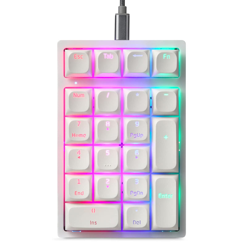 [AUSTRALIA] - MOTOSPEED Mechanical Numeric Keypad Hot-Swap GATERON Switch Wired Gaming Keypad RGB Backlit PBT Keycap 21 Keys Mini Numpad Portable Keypad Extended Layout(Gateron Red) classic White red switch 
