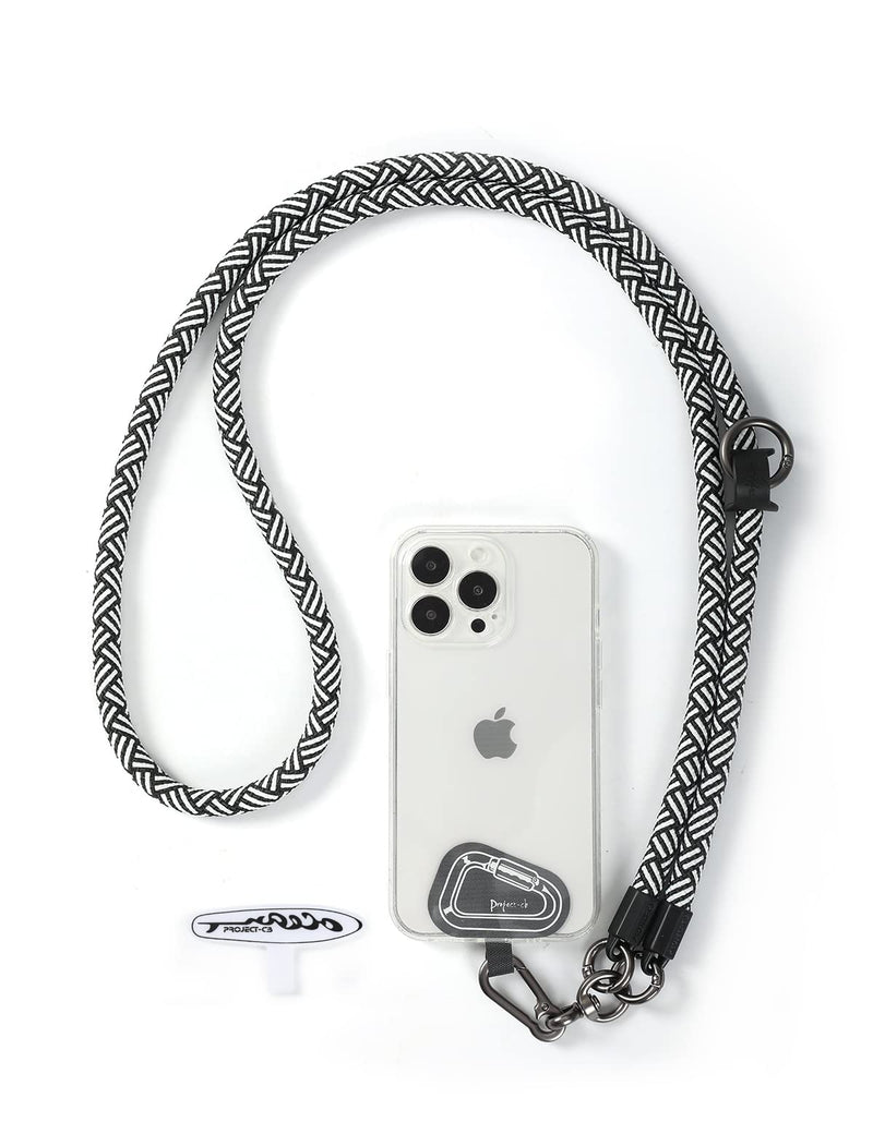 project-cb Cell Phone Lanyard ×1,Phone Lanyard Patch ×2,Phone Strap,Universal Lanyard for Phone,Crossbody Phone Strap,Neck Phone Lanyard (White-Black) White-black