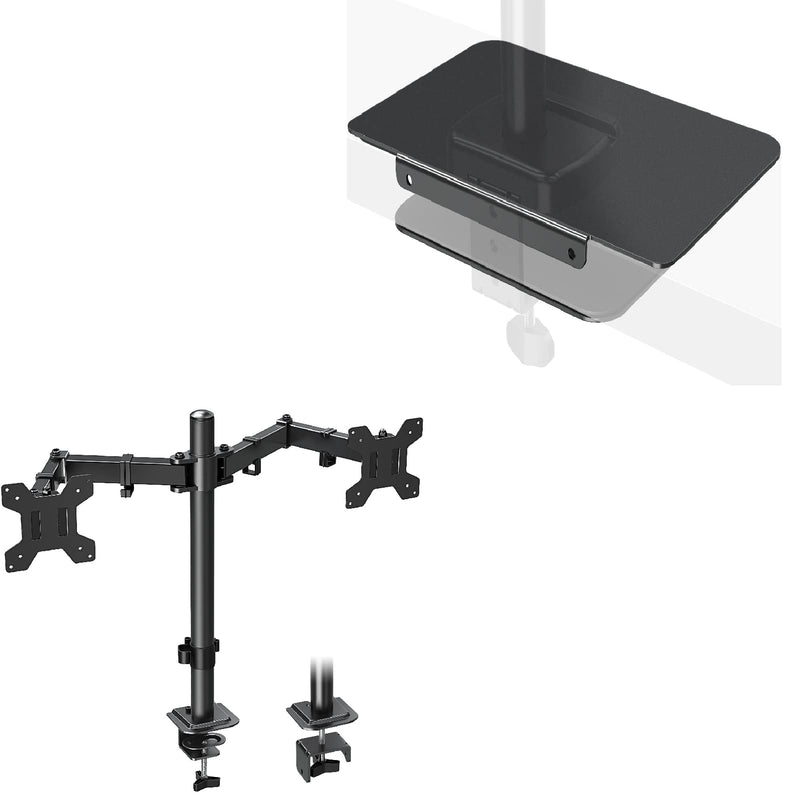 MOUNTUP Dual Monitor Desk Mount, Max 32 Inch up to 17.6lbs+Monitor Mount Reinforcement