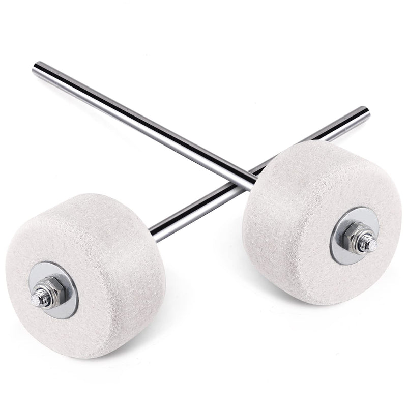 Facmogu 2PCS Classic Felt Beater, White Felt Bass Drum Beater for Performance Convenient Drummer Replacement, Large Felt Beater for Drum Percussion Instrument Accessories Upgrade 1PCS