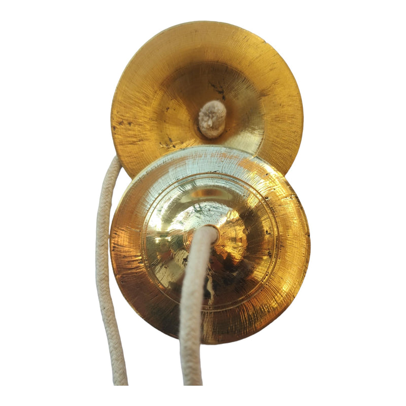 Brass Manjeera Manjira Brass Cymbals (3 x 3 inch 250 Gram) Hand Cymbal Metal Clapper for Puja