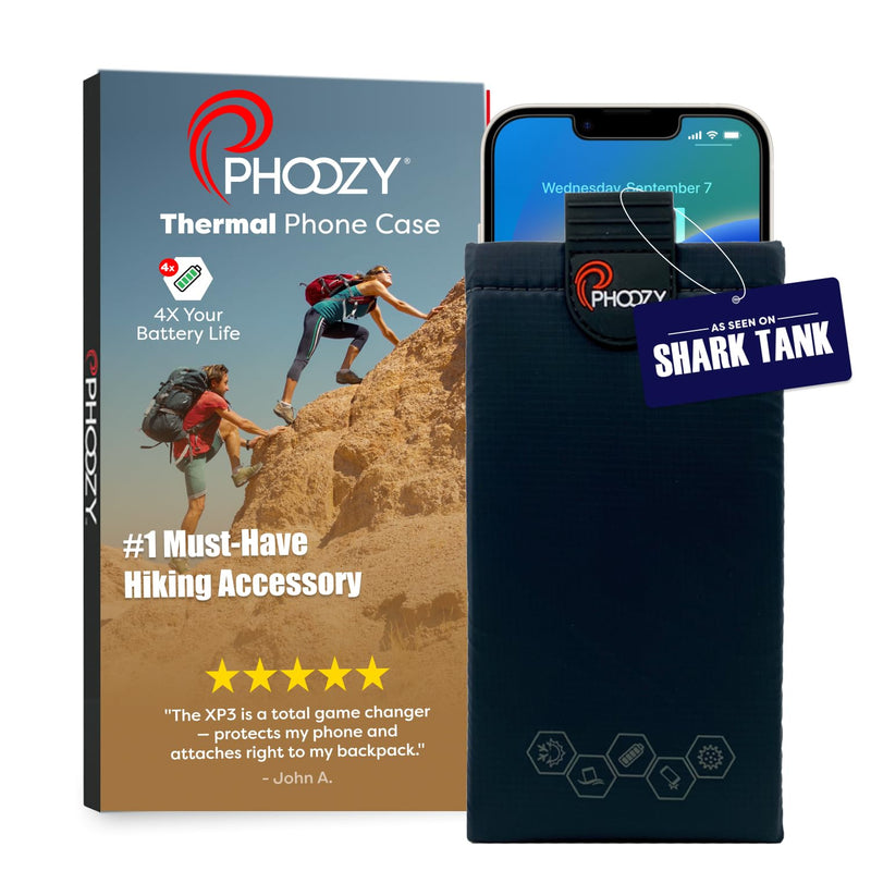 PHOOZY XP3 Thermal Phone Case with Patented Chromium Barrier - Insulated Pouch Extends Battery Life 4X in Hot Weather - Military-Grade Protection for Outdoor Adventures - Large Black Cosmic Black