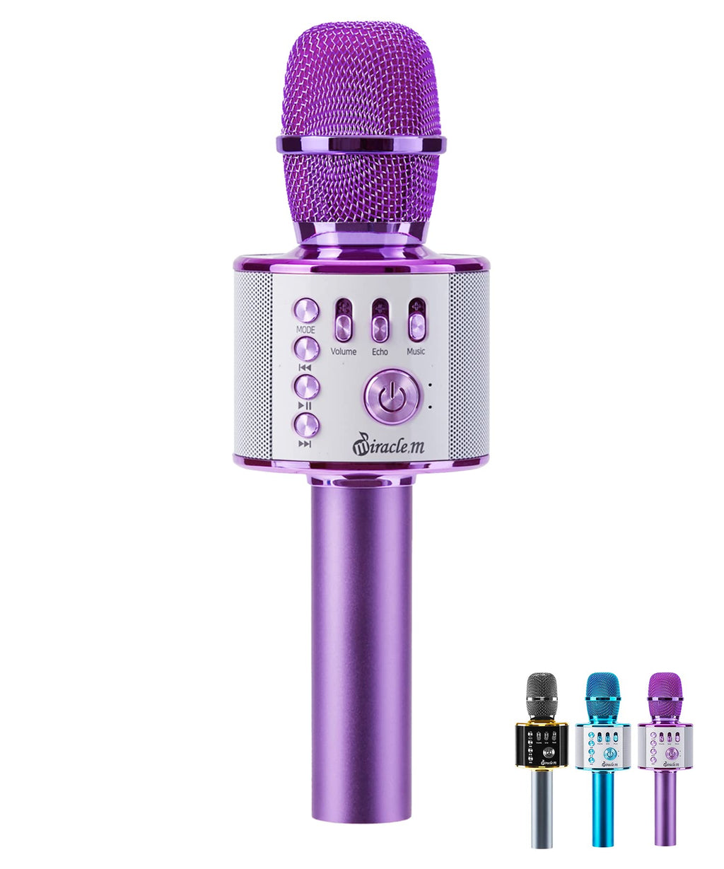 M37 - Bluetooth Karaoke Microphone Wireless - Bluetooth Microphone Wireless - Wireless Microphone Karaoke - Microphone for Kids - Carpool car Karaoke Microphones with Speaker - Karaoke mic Purple