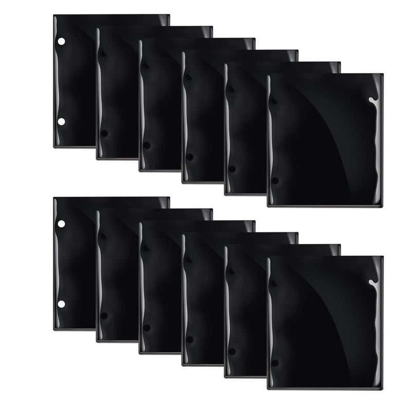 12 Pieces Black Flip Folio Marching Band Music Files Holder Flip Folder Pages Sheet 7.3 x 6.3 Inches PVC Waterproof Window Pages Musical Flip Folder with 2 Holes for Music Files 12
