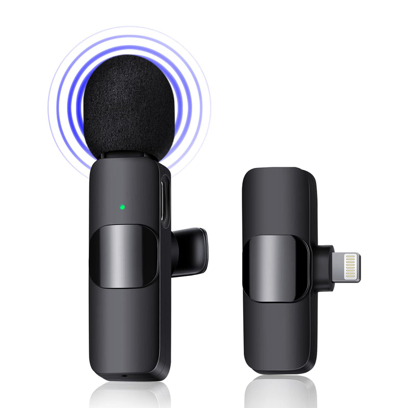 Emanya Professional Wireless Lavalier Microphone System for iPhone ipad, Plug-Play, Lapel Clip-on Phone Microphone for Interview Vlog TikTok YouTube, Auto Sync and Noise Reduction