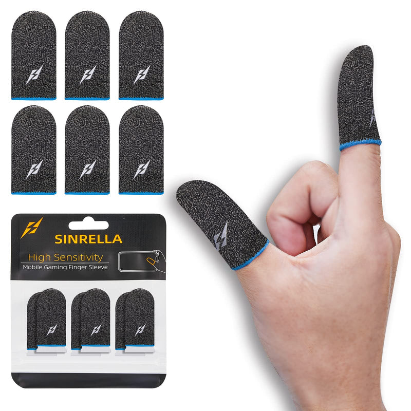 Gaming Finger Sleeve for Mobile Game Controller (6 Pack) Thumb Sleeve for PUBG Anti-Sweat Breathable Seamless (Charcoal Gray Blue) Charcoal Gray Blue