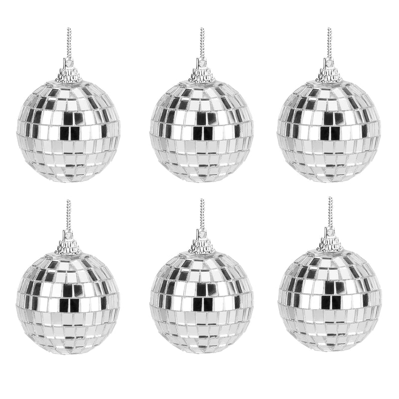 Mirror Disco Balls Set - Silver Reflective Mirror Balls Easy to Hang Suitable for Weddings, Parties and Family Celebrations (6 pcs) 6pcs
