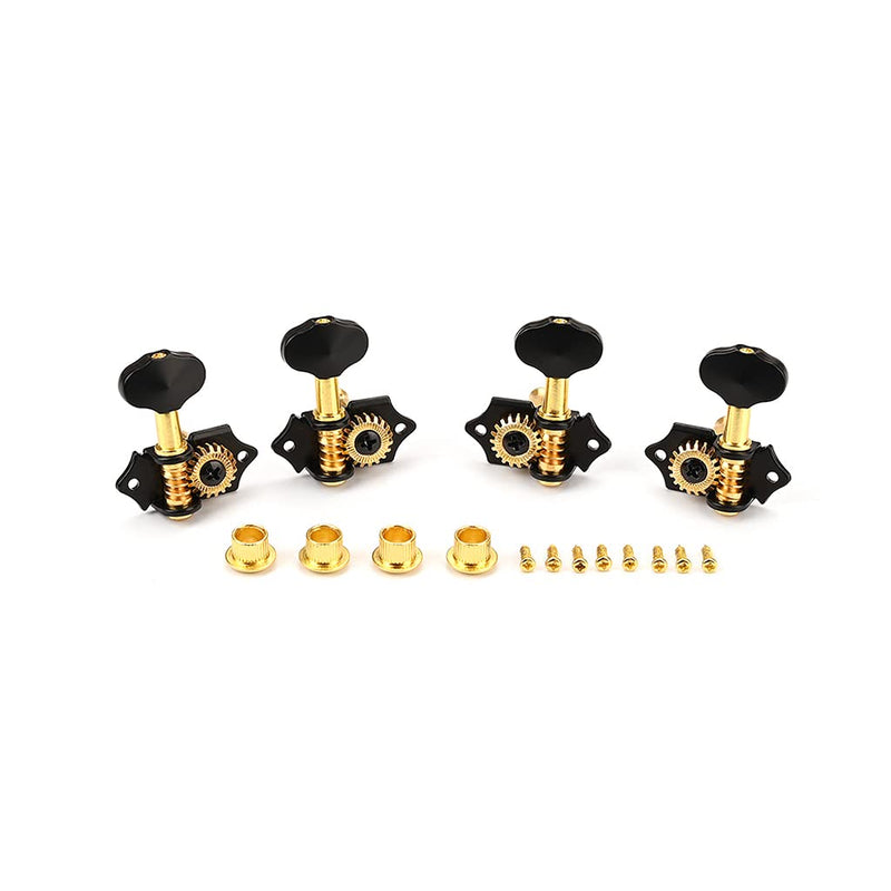 2R2L Black-Plated Tuning Peg Machine Head Tuners For 4 String Ukulele Guitar Bass-Gear Ratio 1:19 (GC501B) GC501B