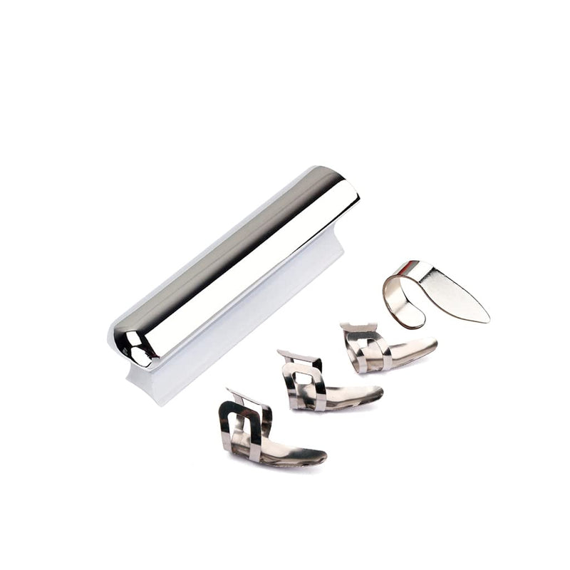 Alnicov Guitar Slide Steel Stainless Tone Bar for Hawaiian Guitar Lap Steel Guitar, Electric Guitar with Metal Thumb Finger Picks Plectrums?Chrome