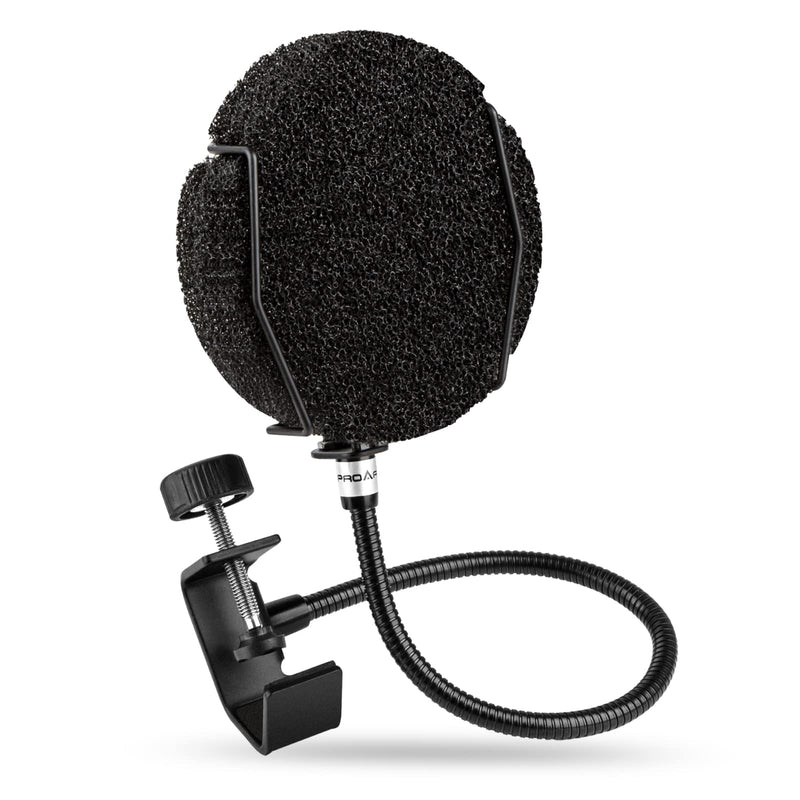 Pop Filter for Microphone - Sponge Layered Pop Wind Screen with Enhanced Flexible 360° Gooseneck Black Pop Filter