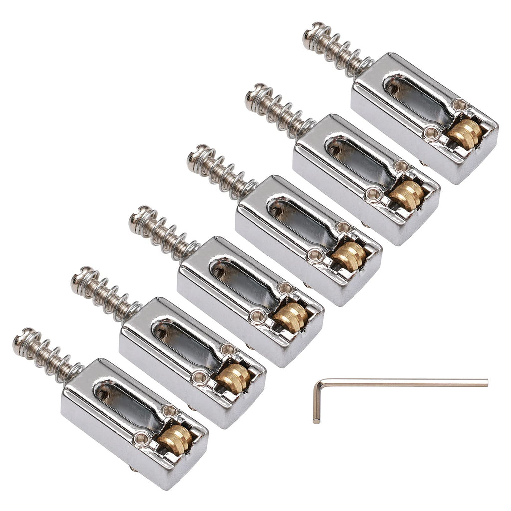 Saddle for Electric Guitar, 6 Roller Ball Bridge Saddles for Fender Strat Tele Electric Guitar (6 Pack, Silver)