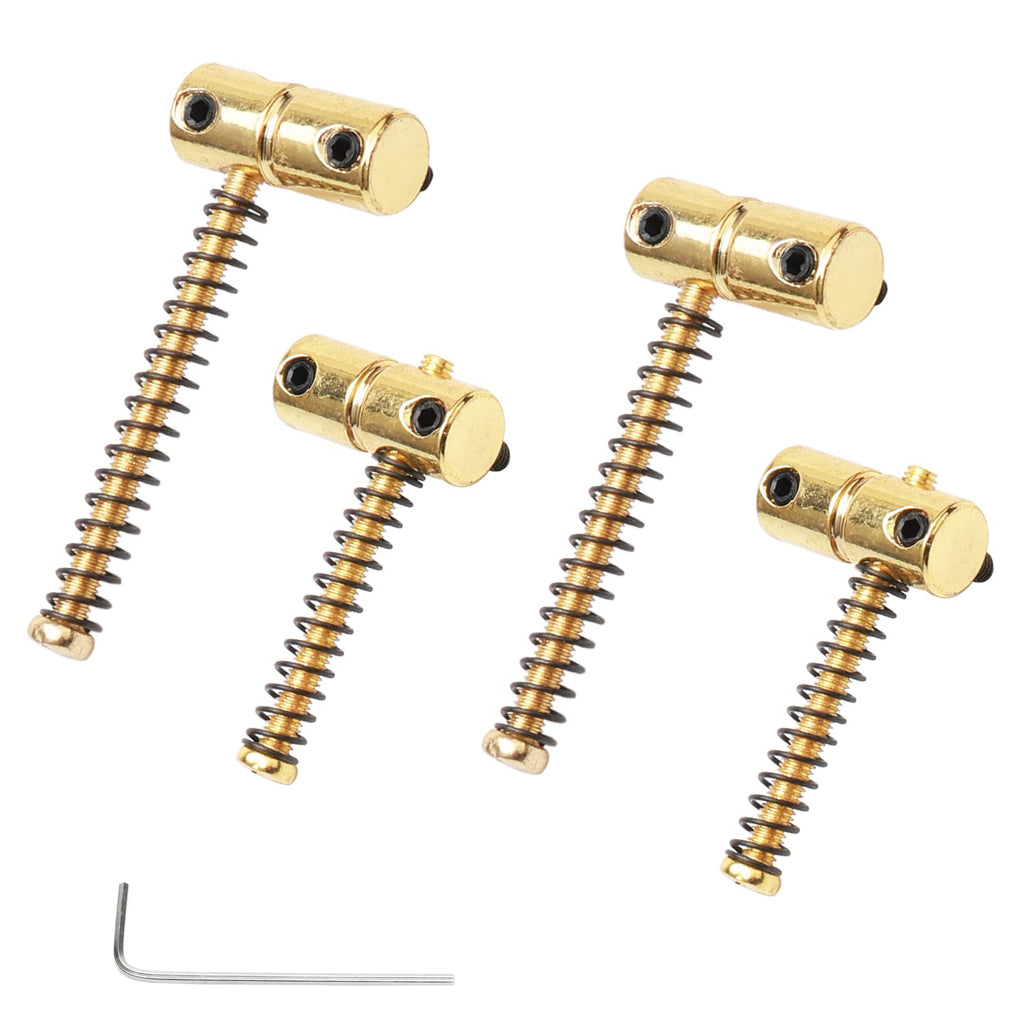 Zinc Alloy Bass Bridge Saddles for 4 String PB Precision Bass JB Jazz Bass Guitar Vintage Electric Guitar Replacement(4 Pack, Golden)