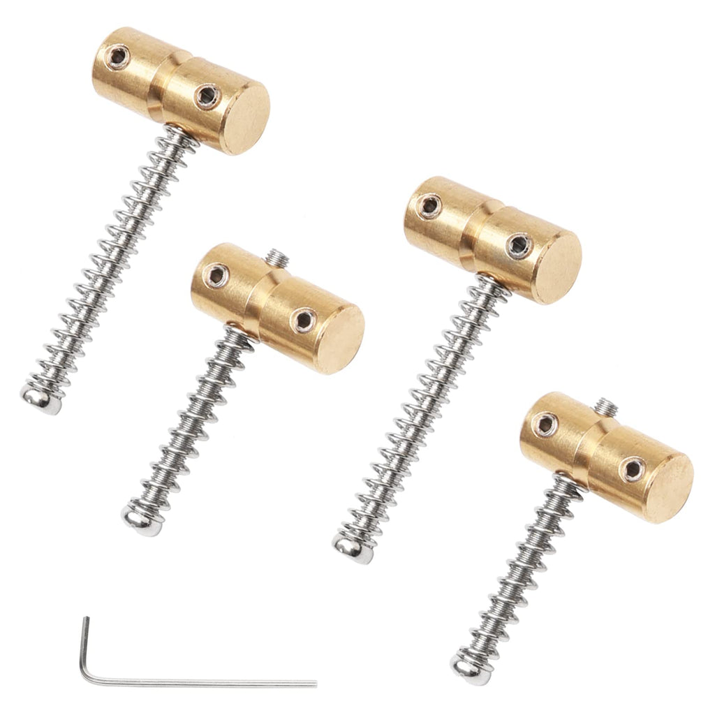 Brass Bass Bridge Saddles for 4 String PB Precision Bass JB Jazz Bass Guitar Vintage Electric Guitar Replacement(4 Pack, Golden)