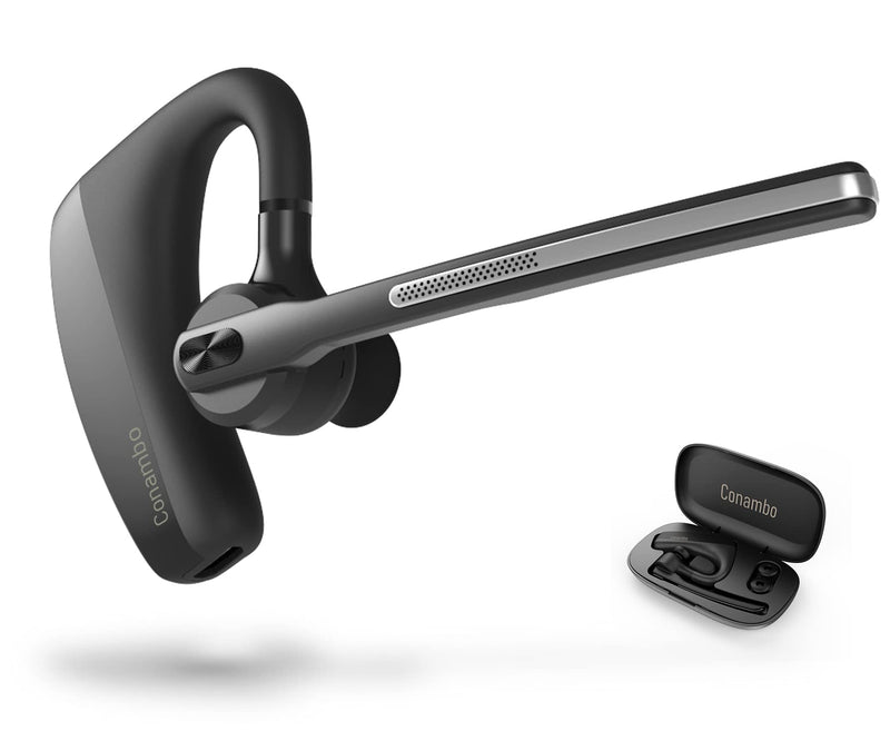 Conambo 2024 Upgraded K10C Bluetooth Headset V5.2, Wireless Headset with CVC8.0 Dual Mic Noise Cancelling 16Hrs Talking Single Ear Bluetooth Earpiece for iPhone Android Cell Phone Trucker Office Work