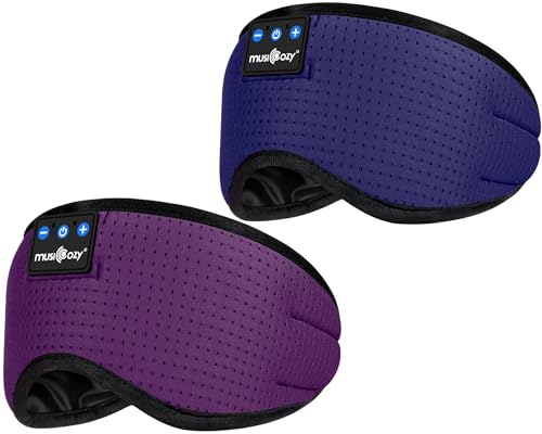 MUSICOZY Sleep Headphones Breathable Bluetooth 5.4 Headband 3D Sleeping Headphones, Wireless Eye Mask Sleep Earbuds for Side Sleeper Women Office Air Travel Cool Tech Gadgets Unique Gifts of 2 Packs
